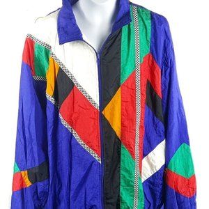 Vintage Chaver Ladies LG Abstract Blue Retro Track Suit - Windbreaker & Pants